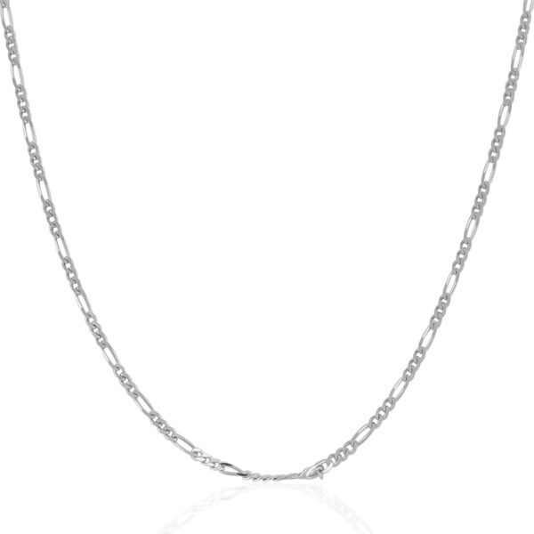 14k White Gold Solid Figaro Chain 1.9mm - Image 2