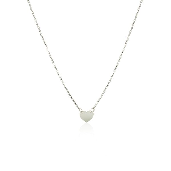 14k White Gold Polished Mini Heart Necklace - Image 4