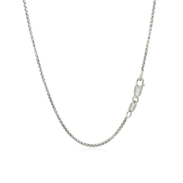 Sterling Silver Rhodium Plated Round Box Chain 1.3mm - Image 3