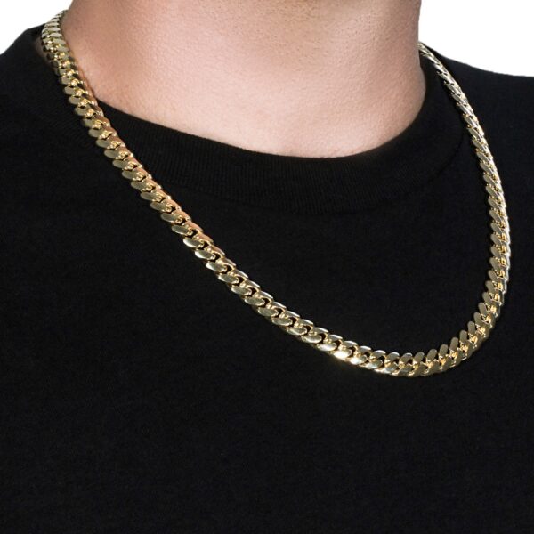 9.25mm 14k Yellow Gold Classic Miami Cuban Solid Chain - Image 3