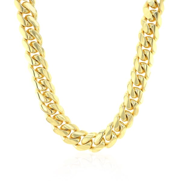 9.25mm 14k Yellow Gold Classic Miami Cuban Solid Chain - Image 4