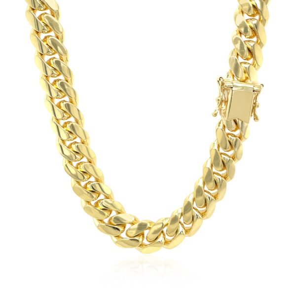 9.25mm 14k Yellow Gold Classic Miami Cuban Solid Chain - Image 5