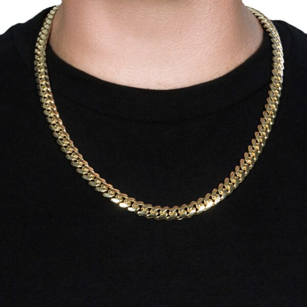 9.25mm 14k Yellow Gold Classic Miami Cuban Solid Chain - Image 7