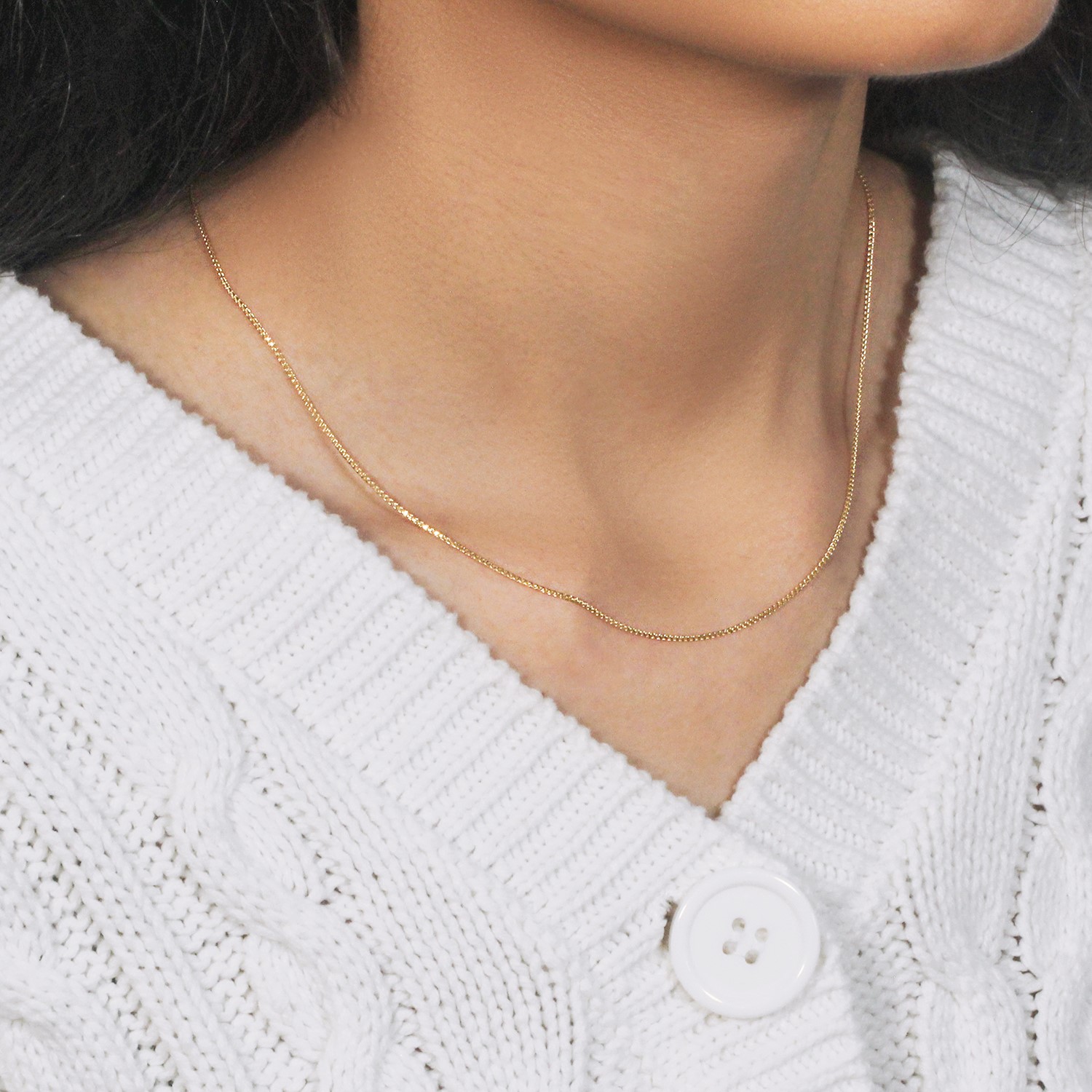 14k Yellow Gold Diamond Cut Round Wheat Chain 1.0mm - Image 3