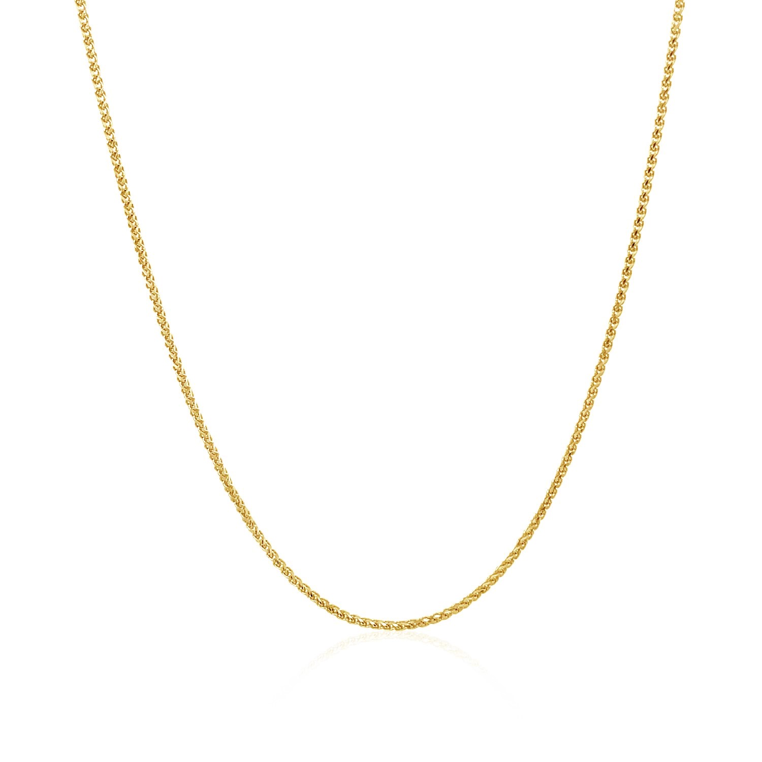 14k Yellow Gold Diamond Cut Round Wheat Chain 1.0mm - Image 11