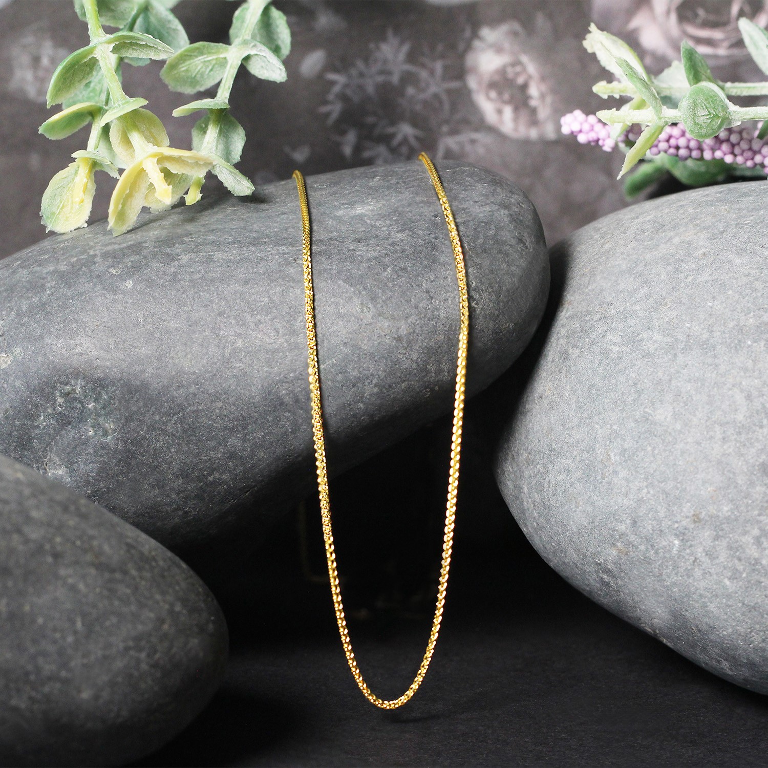 14k Yellow Gold Diamond Cut Round Wheat Chain 1.0mm - Image 10