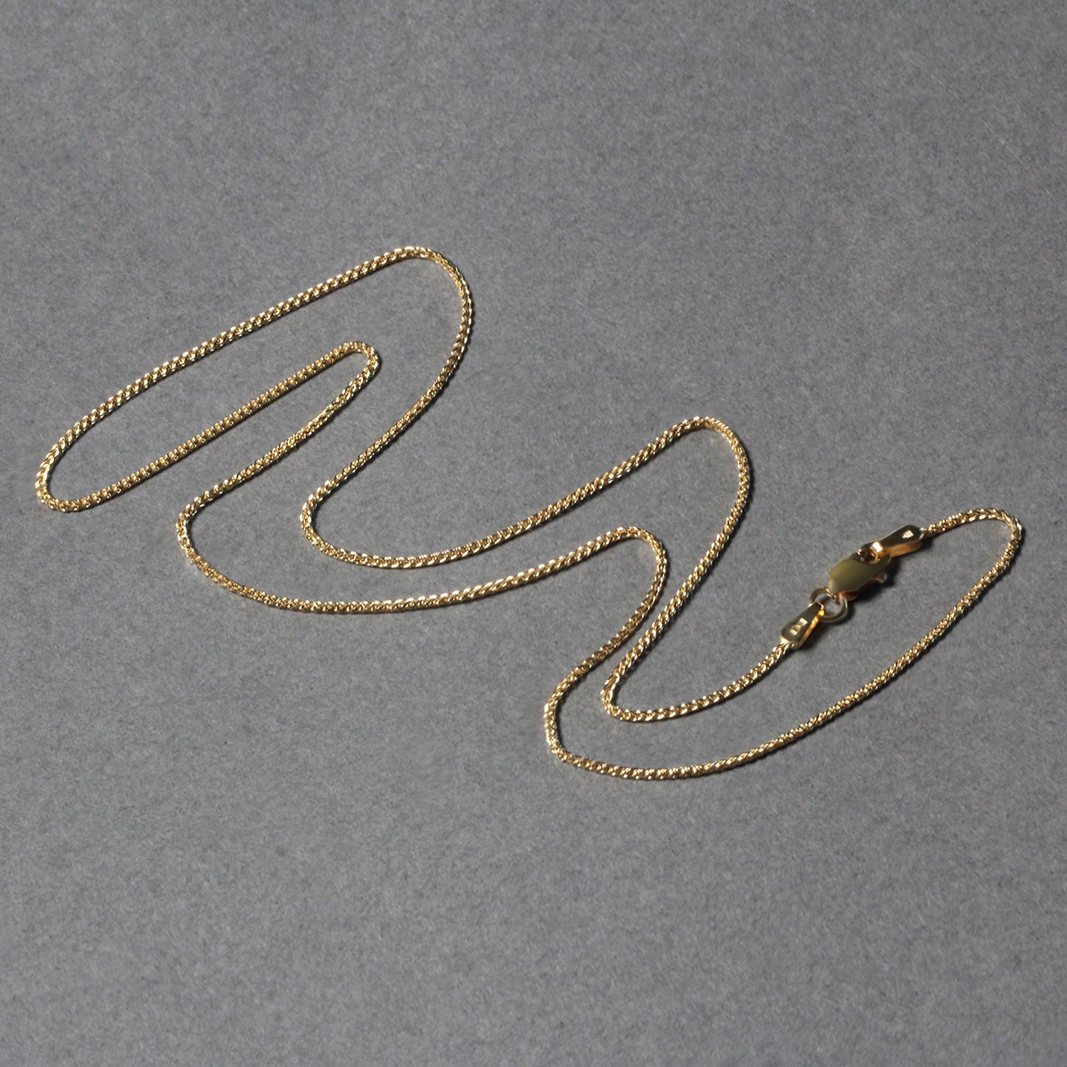 14k Yellow Gold Diamond Cut Round Wheat Chain 1.0mm - Image 9