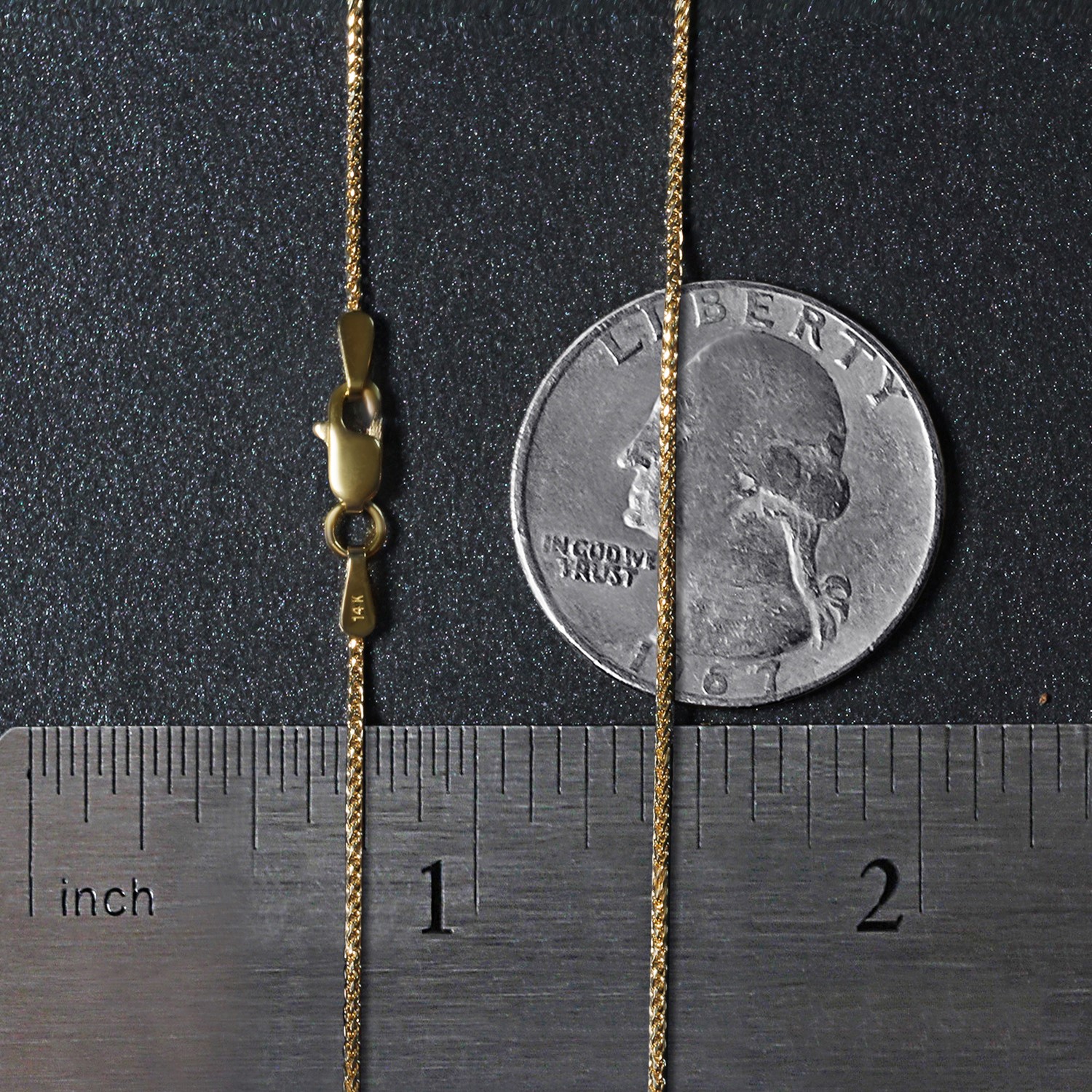 14k Yellow Gold Diamond Cut Round Wheat Chain 1.0mm - Image 7