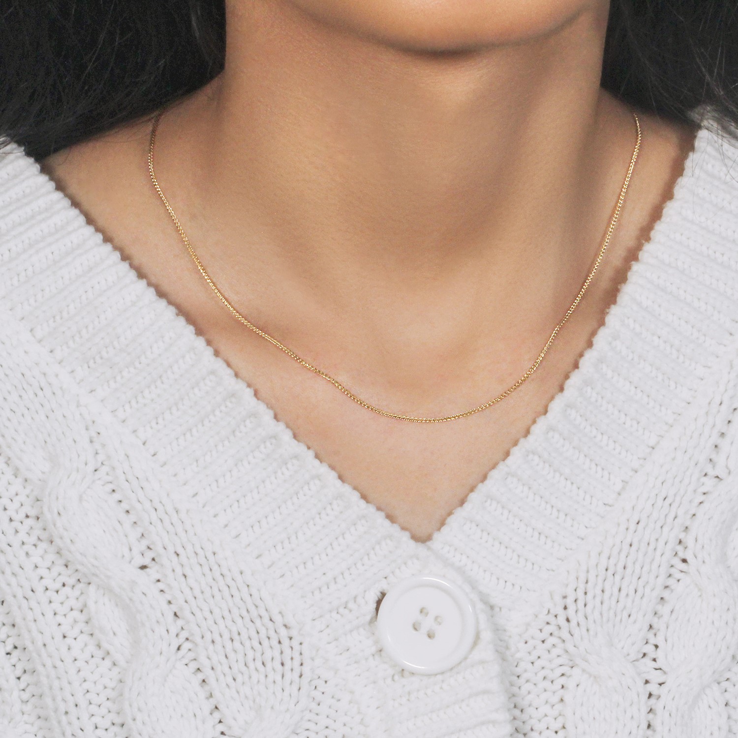 14k Yellow Gold Diamond Cut Round Wheat Chain 1.0mm - Image 5