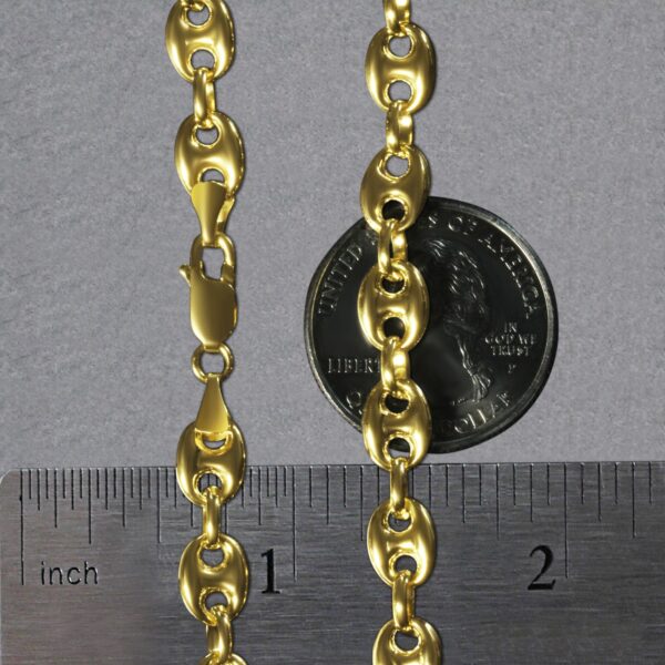 6.9mm 14k Yellow Gold Puffed Mariner Link Chain - Image 11