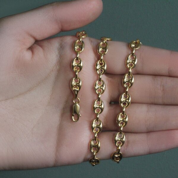 6.9mm 14k Yellow Gold Puffed Mariner Link Chain - Image 2