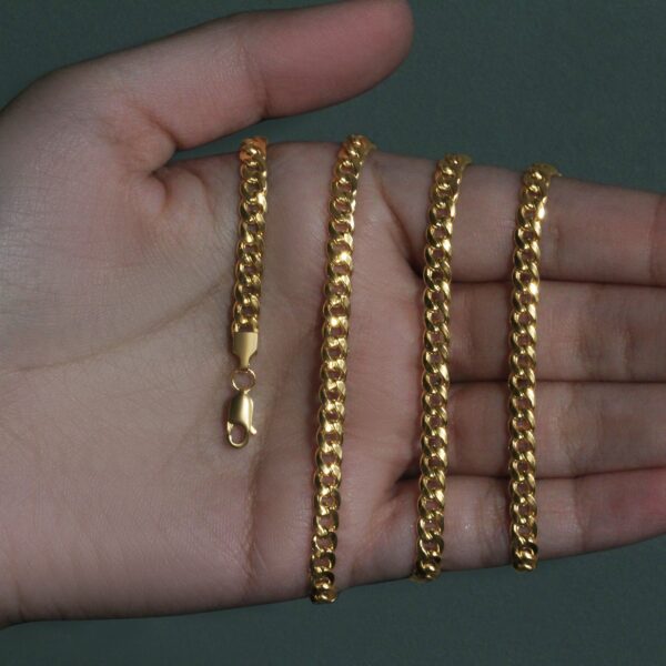 4.5mm 14k Yellow Gold Miami Cuban Semi Solid Chain - Image 9