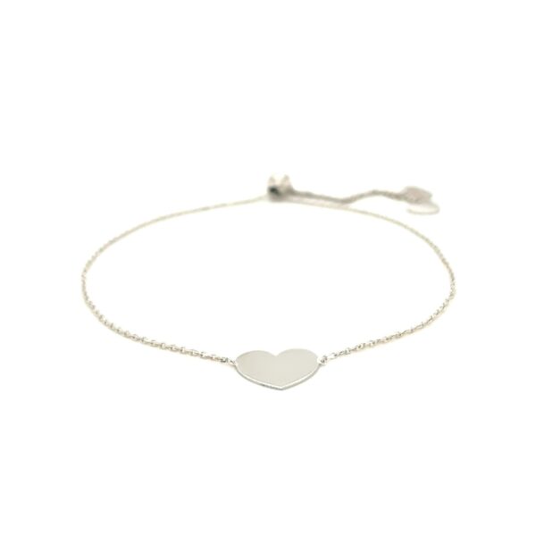 14k White Gold Adjustable Heart Bracelet - Image 3