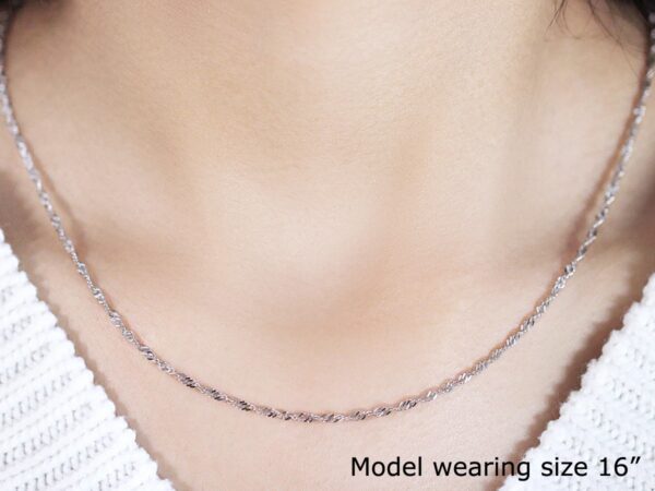 14k White Gold Singapore Chain 1.7mm - Image 3