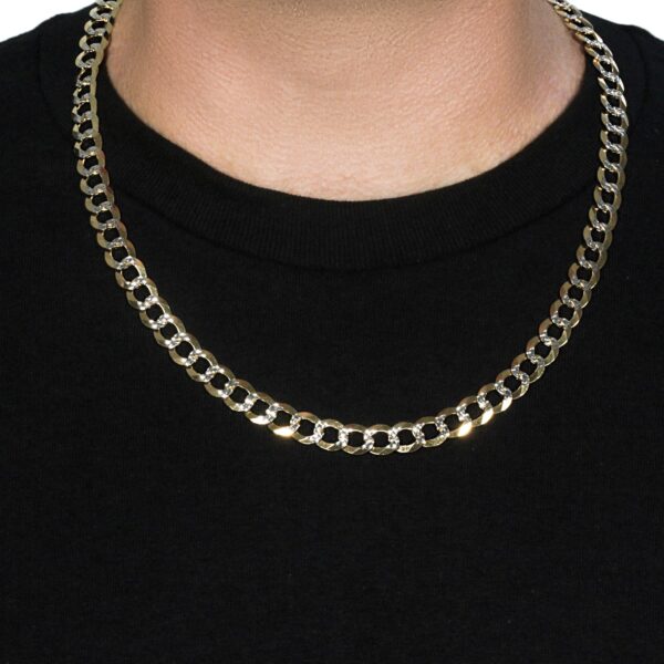 10 mm 14k Two Tone Gold Pave Curb Chain - Image 4