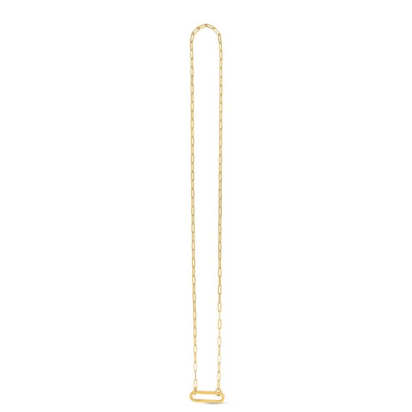 14k Yellow Gold Elongated Link Paperclip Necklace - Image 5