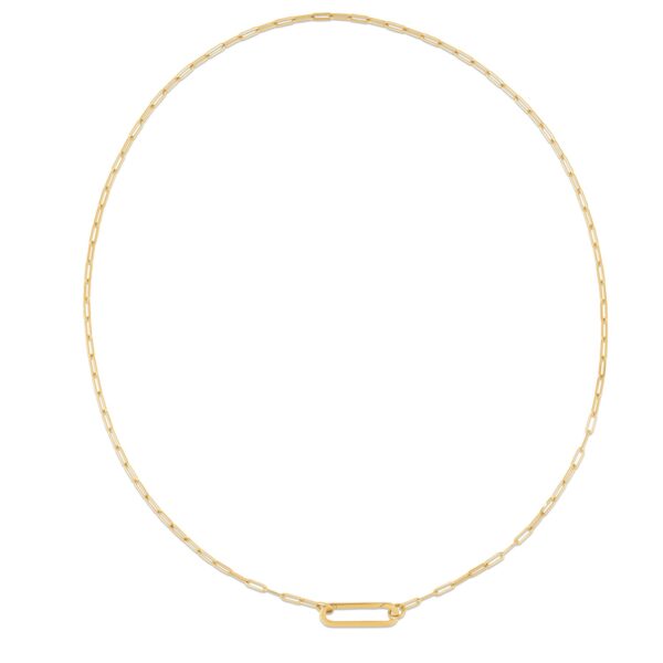 14k Yellow Gold Elongated Link Paperclip Necklace - Image 2