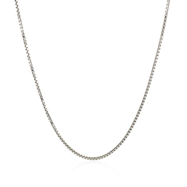 Sterling Silver Rhodium Plated Box Chain 1.1mm - Image 3