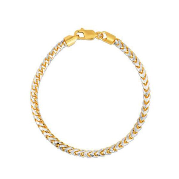 Round Pave Franco Chain Bracelet in 14k Yellow Gold (4.0 mm) - Image 2