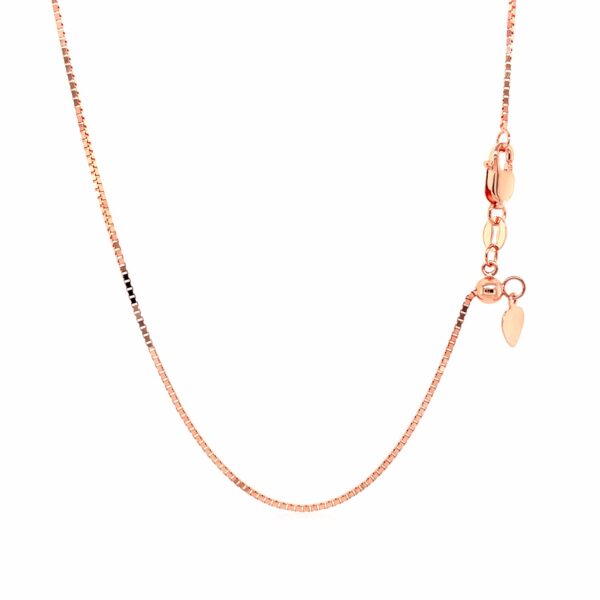 14k Rose Gold Adjustable Box Chain 0.85mm - Image 3