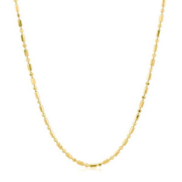 14k Yellow Gold Diamond-Cut Alternating Bead Chain 1.5mm - Image 8