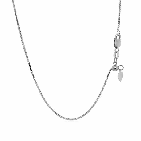 14k White Gold Adjustable Box Chain 0.85mm - Image 3