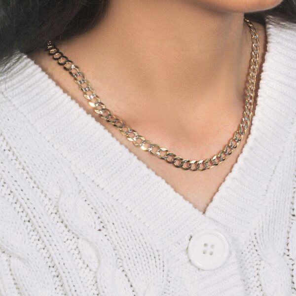 7.0 mm 14k Two Tone Gold Pave Curb Chain - Image 7