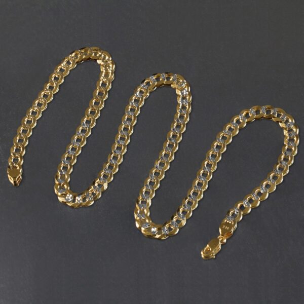 7.0 mm 14k Two Tone Gold Pave Curb Chain - Image 5