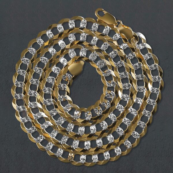 7.0 mm 14k Two Tone Gold Pave Curb Chain - Image 3