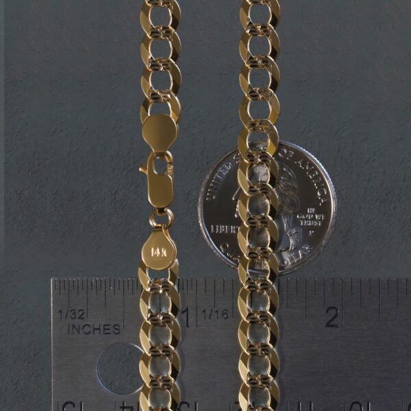 7.0 mm 14k Two Tone Gold Pave Curb Chain - Image 8