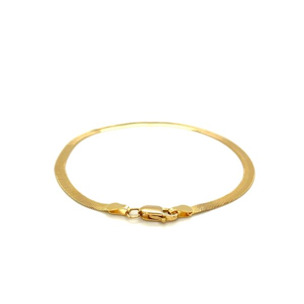 3.0mm 14k Yellow Gold Super Flex Herringbone Bracelet - Image 3