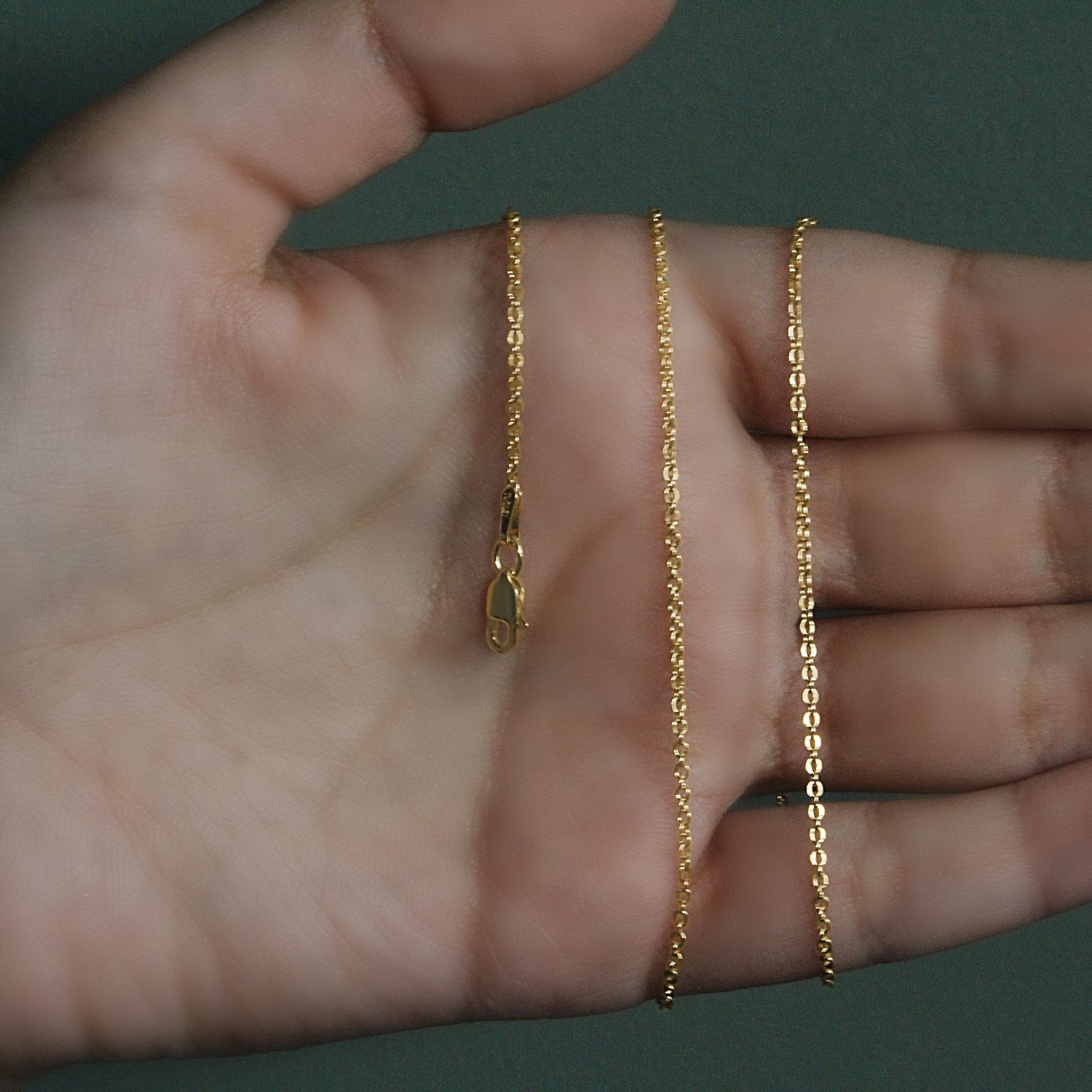 14k Yellow Gold Forsantina Lite Cable Link Chain 1.5mm - Image 5