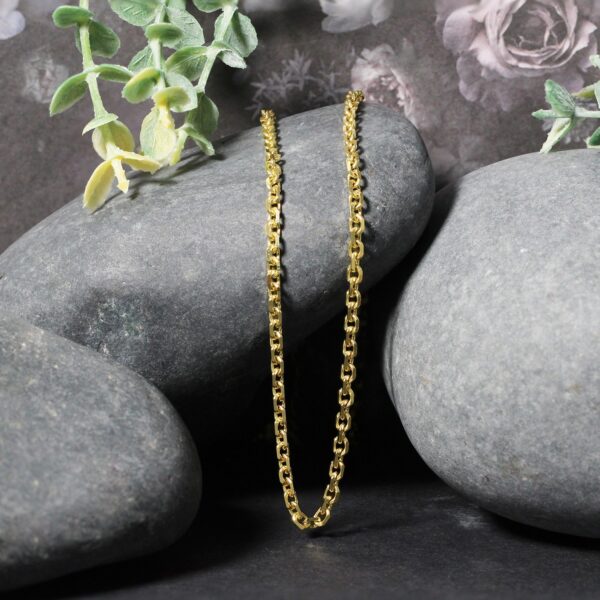 3.1mm 14k Yellow Gold Diamond Cut Cable Link Chain - Image 3