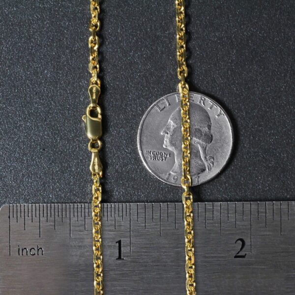 3.1mm 14k Yellow Gold Diamond Cut Cable Link Chain - Image 5