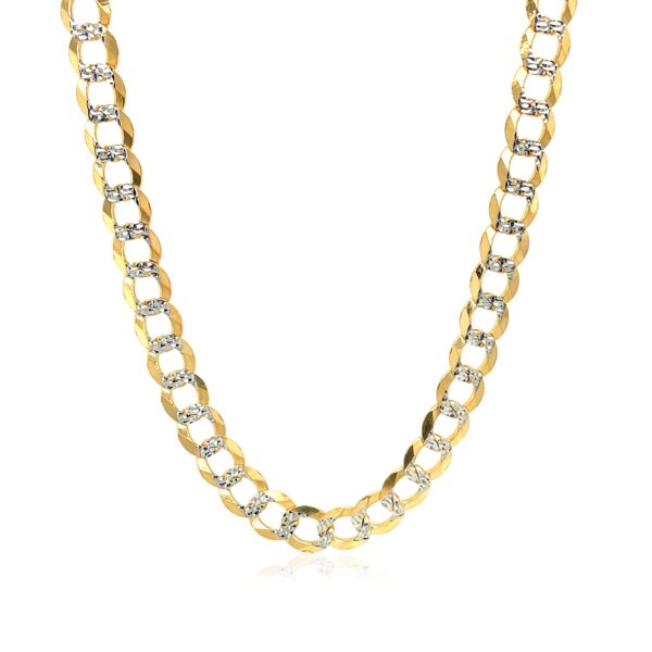 5.7mm 14k Two Tone Gold Pave Curb Chain - Image 4