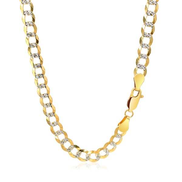 5.7mm 14k Two Tone Gold Pave Curb Chain - Image 2