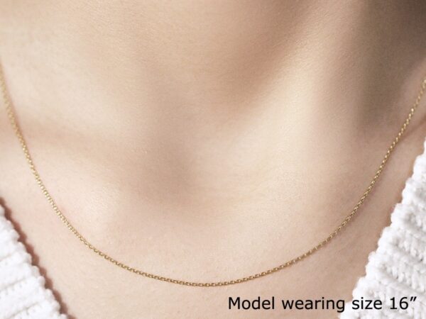 18k Yellow Gold Round Cable Link Chain 0.97mm - Image 3