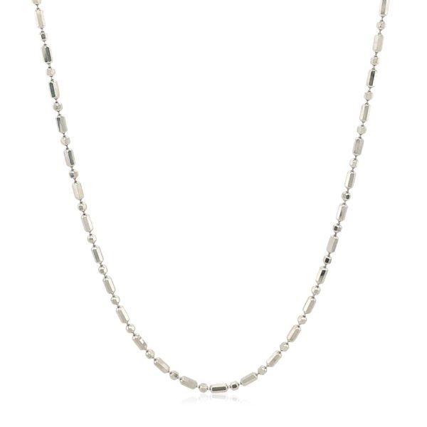 14k White Gold Diamond-Cut Alternating Bead Chain 1.5mm - Image 2