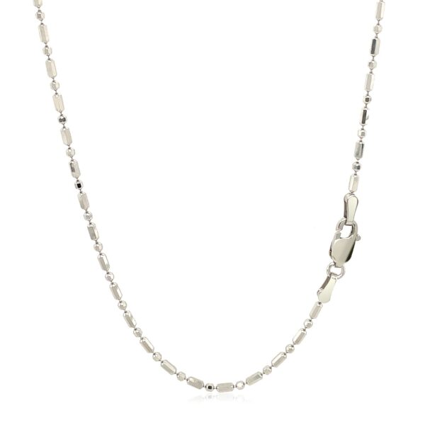 14k White Gold Diamond-Cut Alternating Bead Chain 1.5mm - Image 3