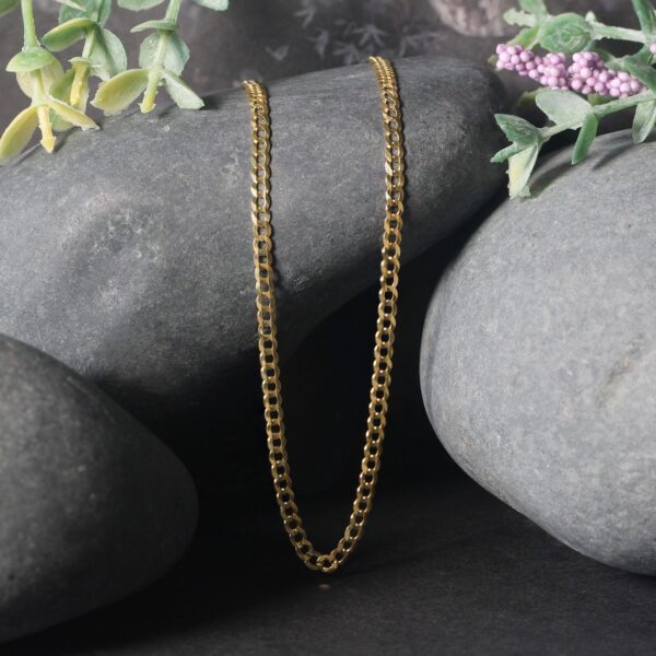 2.6mm 14k Yellow Gold Solid Curb Chain - Image 4