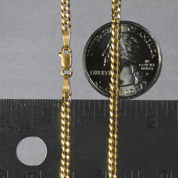 2.6mm 14k Yellow Gold Solid Curb Chain - Image 7