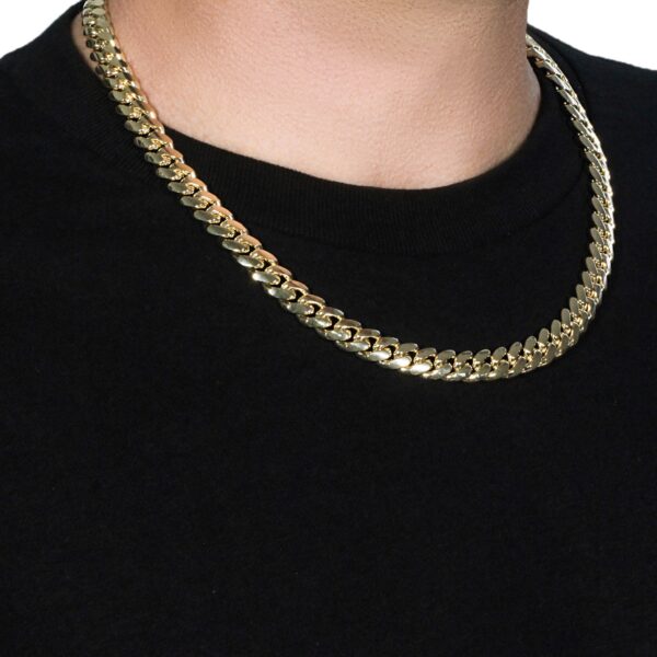 10.0mm 14k Yellow Gold Classic Miami Cuban Solid Chain - Image 4