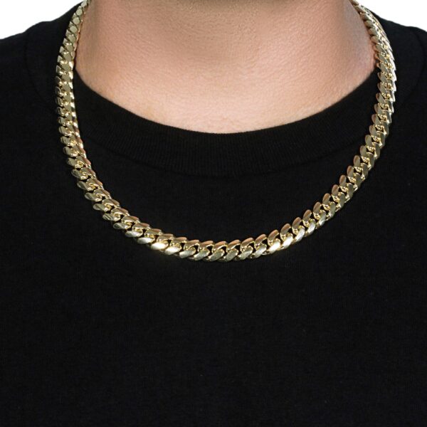 10.0mm 14k Yellow Gold Classic Miami Cuban Solid Chain - Image 6