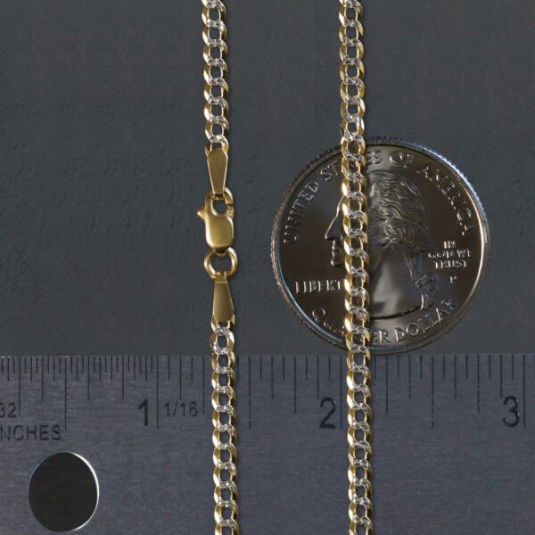 2.6 mm 14k Two Tone Gold Pave Curb Chain - Image 9