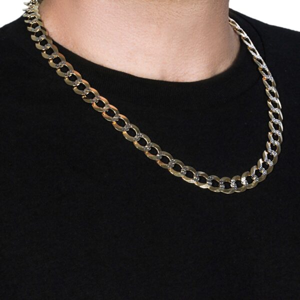 11.23 mm 14k Two Tone Gold Pave Curb Chain - Image 6