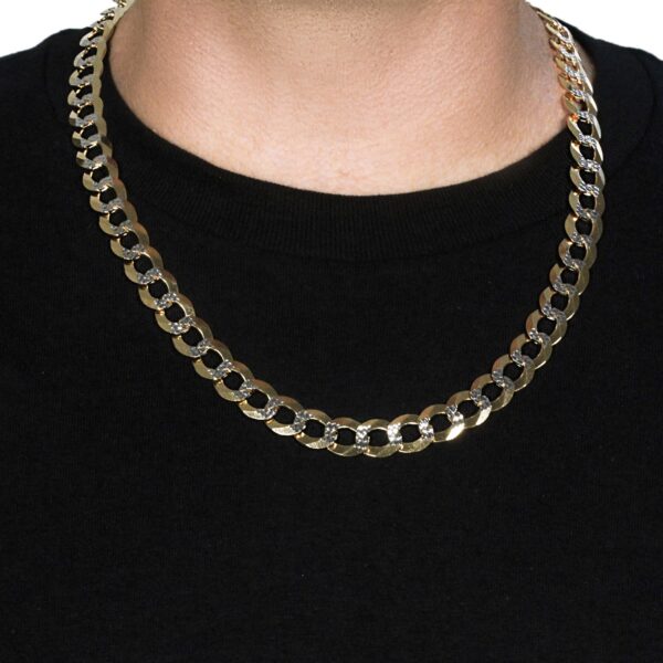 11.23 mm 14k Two Tone Gold Pave Curb Chain - Image 4