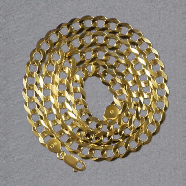 7.0mm 14k Yellow Gold Solid Curb Chain - Image 3