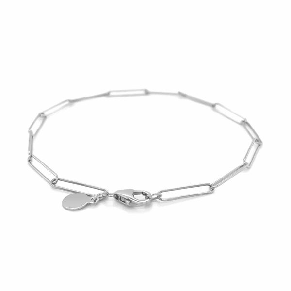 14k White Gold Wire Paperclip Bracelet (2.7mm) - Image 2