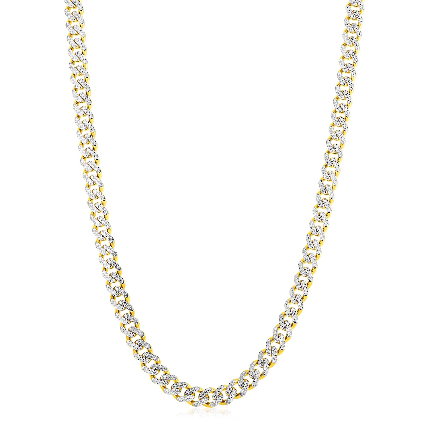14k Yellow Gold White Pave High Polish Modern Lite Miami Cuban Chain (8.0mm) - Image 8