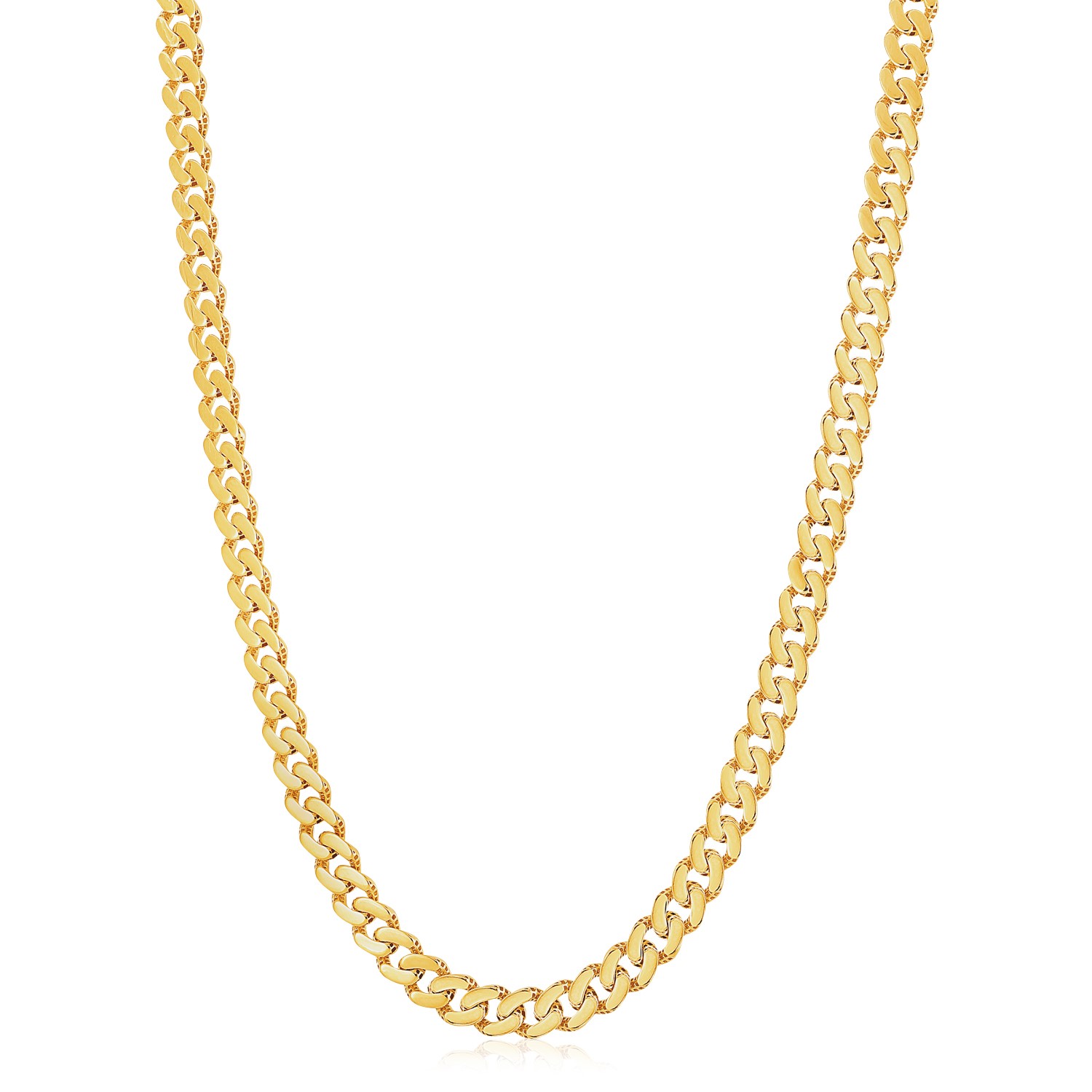 14k Yellow Gold White Pave High Polish Modern Lite Miami Cuban Chain (8.0mm) - Image 7